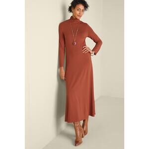 Soft Surroundings Jackie Jersey Knit Turtleneck Maxi Dress Womens XS Orange